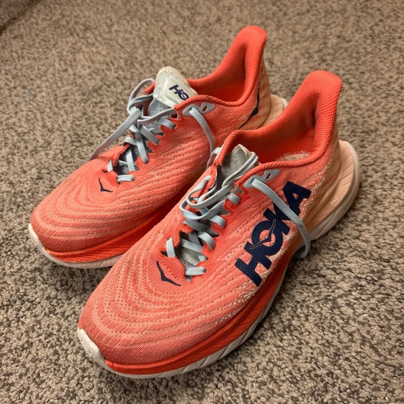Hoka One One Shoes - Hoka Mach 5 Running Shoes Womens 8 Orange Peach Blue Athletic Sneakers 1127894